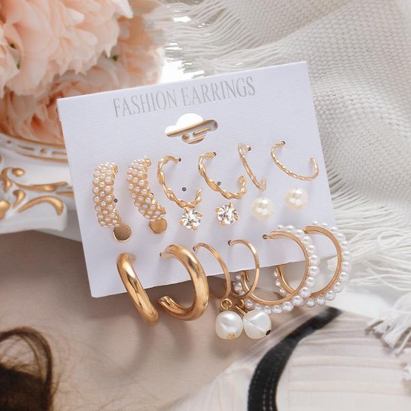hoop & huggie 9pairs/set fashion simulation pearl gold color geometric circle earrings set for women vintage trendy earings jewelry gifts, Golden;silver
hoop & huggie 9pairs/set fashion simulation pearl gold color geometric circle earrings set for women vintage trendy earings jewelry gifts, Golden;silver