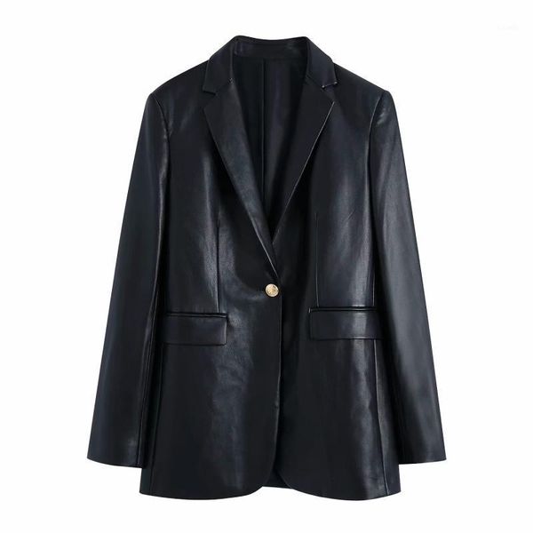 women's suits & blazers slmd women fashion elegant single button pu leather female pockets notched blazer coat ladies chic, White;black
women's suits & blazers slmd women fashion elegant single button pu leather female pockets notched blazer coat ladies chic, White;black