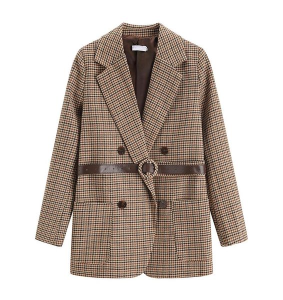 women's suits & blazers 2021 vintage houndstooth winter thick women blazer jacket with belt business elegant plaid female suit long sle, White;black
women's suits & blazers 2021 vintage houndstooth winter thick women blazer jacket with belt business elegant plaid female suit long sle, White;black
