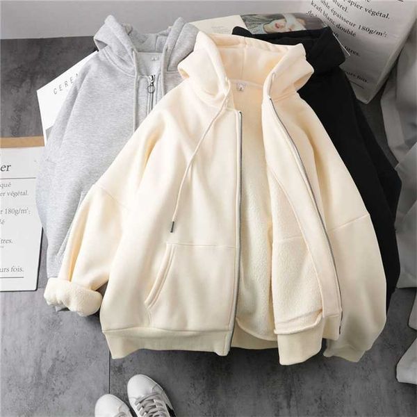 lazy plush and thick zip-up autumn and winter fashion women sweatshirt hoodie coat korean soild color long sleeve female 220121, Black
lazy plush and thick zip-up autumn and winter fashion women sweatshirt hoodie coat korean soild color long sleeve female 220121, Black
