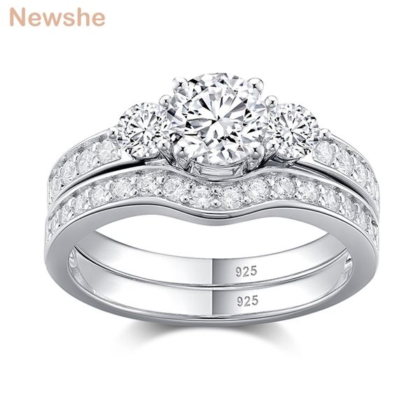 she 2 pieces solid 925 sterling silver wedding ring set for women 3 stones engagement bridal classic jewelry gift br1099 211217, Slivery;golden
she 2 pieces solid 925 sterling silver wedding ring set for women 3 stones engagement bridal classic jewelry gift br1099 211217, Slivery;golden