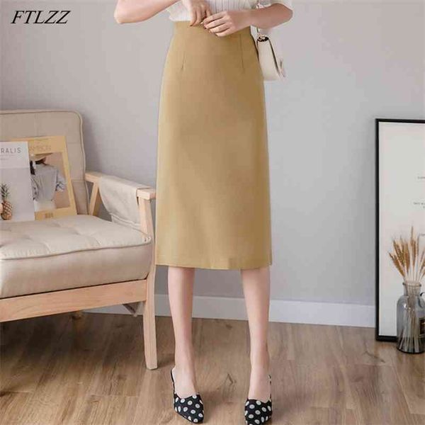 summer women casual slim fit high waist midi pencil skirt ol style female solid color black split skirts 210430
summer women casual slim fit high waist midi pencil skirt ol style female solid color black split skirts 210430