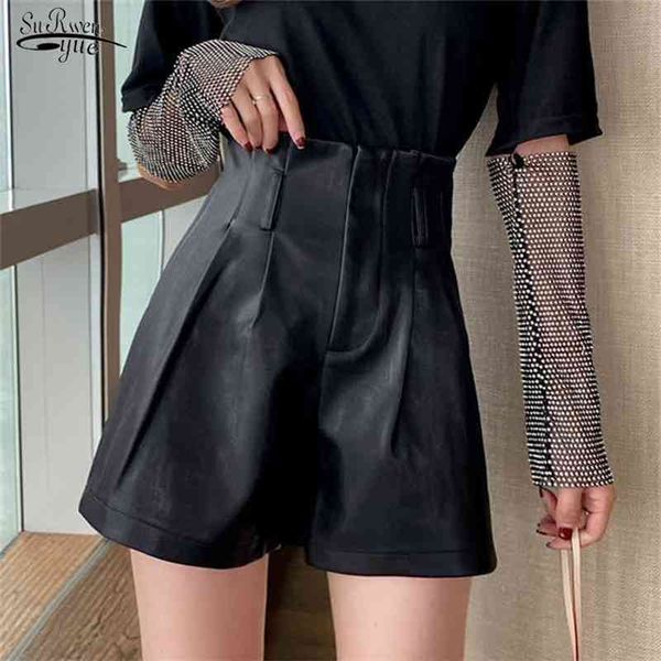 high waist pu leather shorts women autumn winter solid slim wide leg fashion short femme 10906 210323, White;black
high waist pu leather shorts women autumn winter solid slim wide leg fashion short femme 10906 210323, White;black