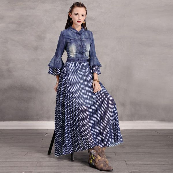 casual dresses 2021 women denim splice dot pleated vintage fashion streetwear dress female lotus sleeve china style button for lady, Black;gray
casual dresses 2021 women denim splice dot pleated vintage fashion streetwear dress female lotus sleeve china style button for lady, Black;gray