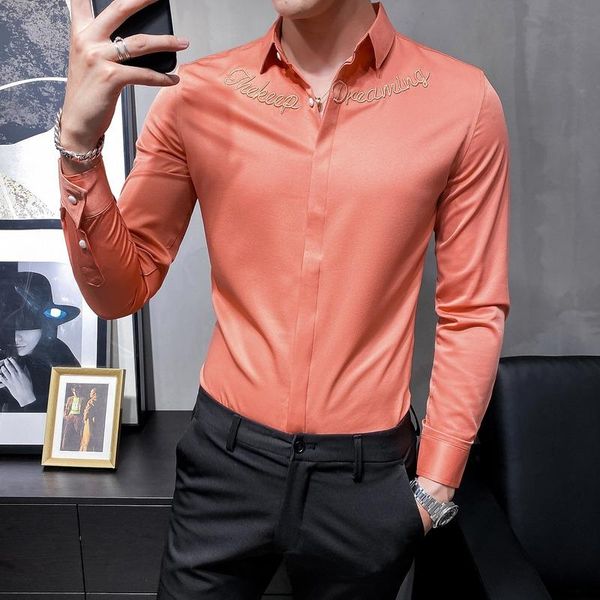 men's casual shirts british style business men fashion 2021 gentlemen shirt tuxedo long sleeve letter embroidery slim fit formal wear, White;black
men's casual shirts british style business men fashion 2021 gentlemen shirt tuxedo long sleeve letter embroidery slim fit formal wear, White;black