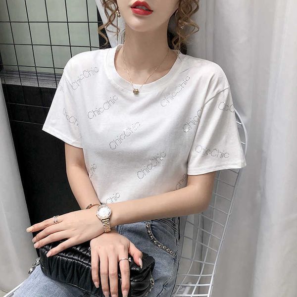 verhellen chic letter t-shirt women korean summer harajuku short sleeve diamonds loose tee streetwear women 210706, White
verhellen chic letter t-shirt women korean summer harajuku short sleeve diamonds loose tee streetwear women 210706, White