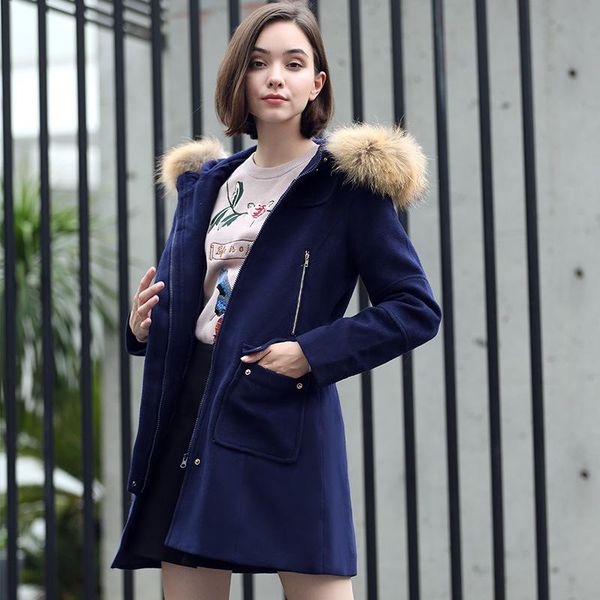 women's wool & blends korean winter coat women fur hooded long sleeve coats and jackets woolen elegant trench for plus size, Black
women's wool & blends korean winter coat women fur hooded long sleeve coats and jackets woolen elegant trench for plus size, Black