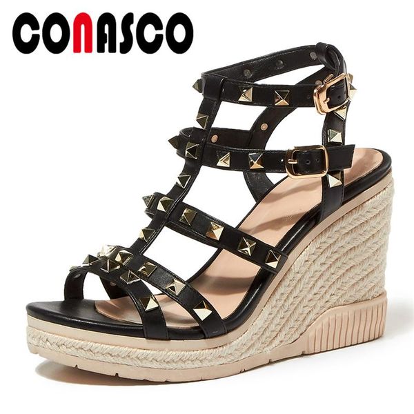 summer arrival women sandals pumps fashion concise narrow band rome style rivets high heels wedges shoes woman, Black
summer arrival women sandals pumps fashion concise narrow band rome style rivets high heels wedges shoes woman, Black