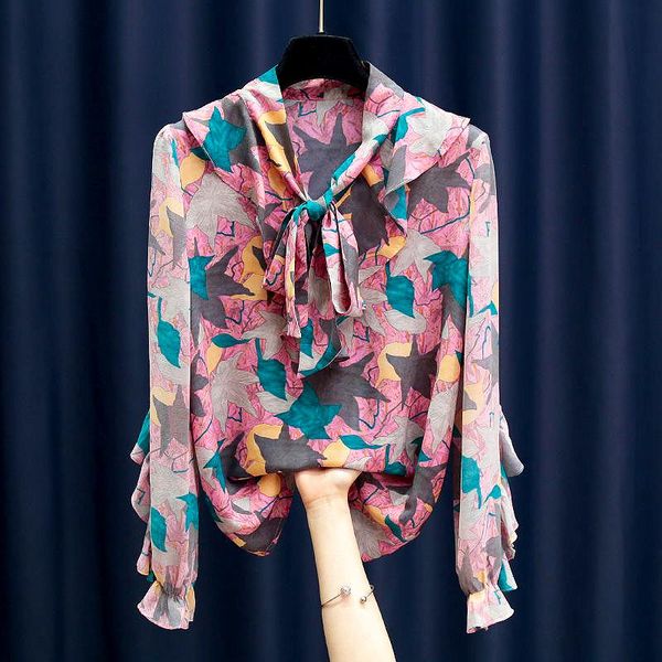 women's blouses & shirts autumn spring style print shirt and blouse women chic ruffles sleeve bow collar clothes ls050, White
women's blouses & shirts autumn spring style print shirt and blouse women chic ruffles sleeve bow collar clothes ls050, White