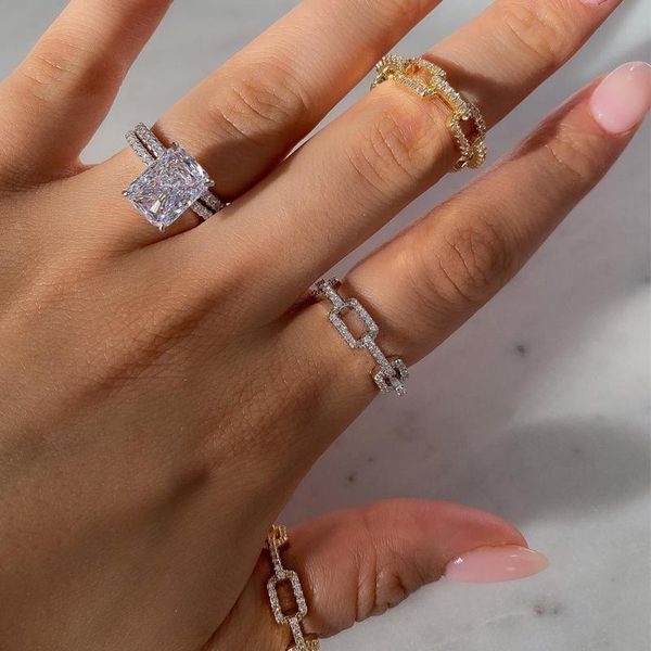 cluster rings rakol creative chain design women ring with micro paved link couple for girlfriend&boyfriend selling items, Golden;silver
cluster rings rakol creative chain design women ring with micro paved link couple for girlfriend&boyfriend selling items, Golden;silver