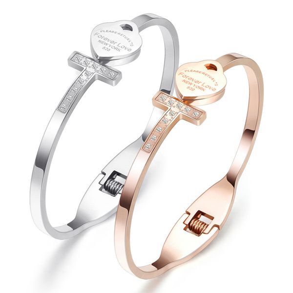 rose gold plated heart shape stainless steel rhinestone bangle bracelet womens, White
rose gold plated heart shape stainless steel rhinestone bangle bracelet womens, White