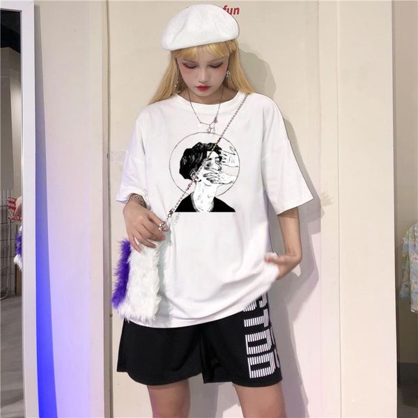 women's t-shirt korean style printed hip-hop streetwear harajuku casual clothes short-sleeved tee youth anime cartoon summer, White
women's t-shirt korean style printed hip-hop streetwear harajuku casual clothes short-sleeved tee youth anime cartoon summer, White