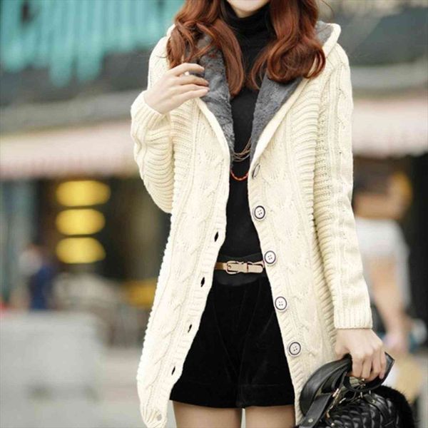 winter hooded cardigan women red sweater white coat thick warm sueter mujer long sleeve female knitted outwear, White;black
winter hooded cardigan women red sweater white coat thick warm sueter mujer long sleeve female knitted outwear, White;black