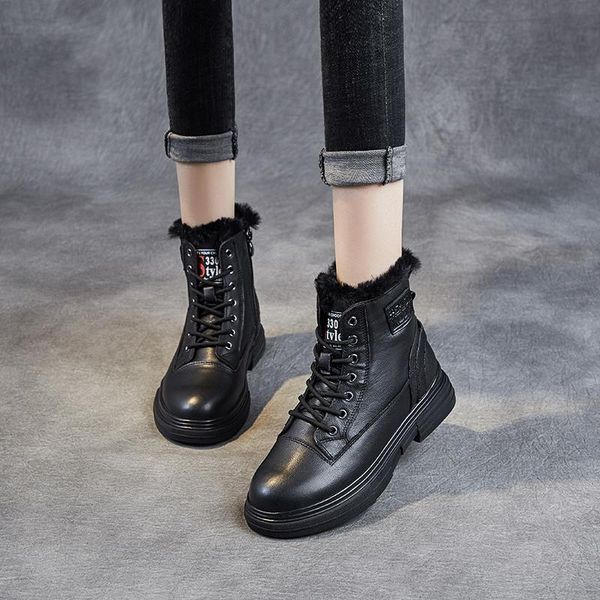 boots genuine leather ankle women's 2021 autumn winter all-match retro style cotton boot plus velvet thick furry casual, Black
boots genuine leather ankle women's 2021 autumn winter all-match retro style cotton boot plus velvet thick furry casual, Black