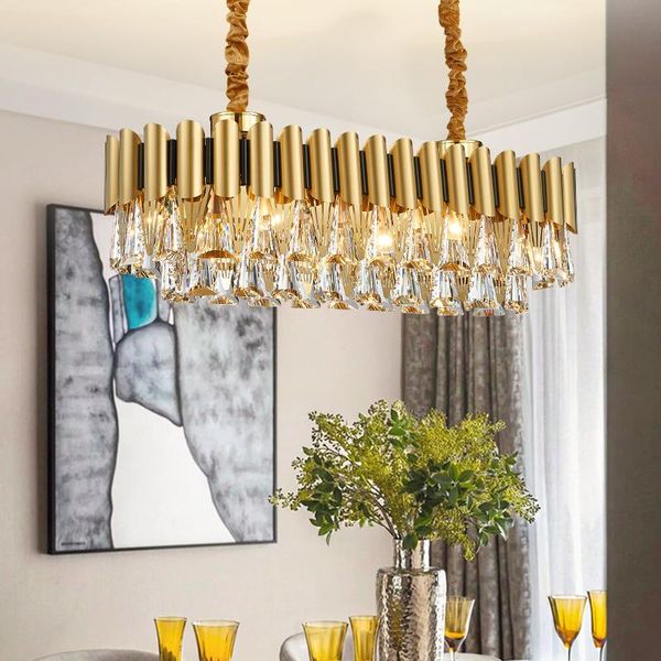 chandeliers postmodern oval stainless steel crystal chandelier hanging lamp lighting lustre fixture for dinning room
chandeliers postmodern oval stainless steel crystal chandelier hanging lamp lighting lustre fixture for dinning room