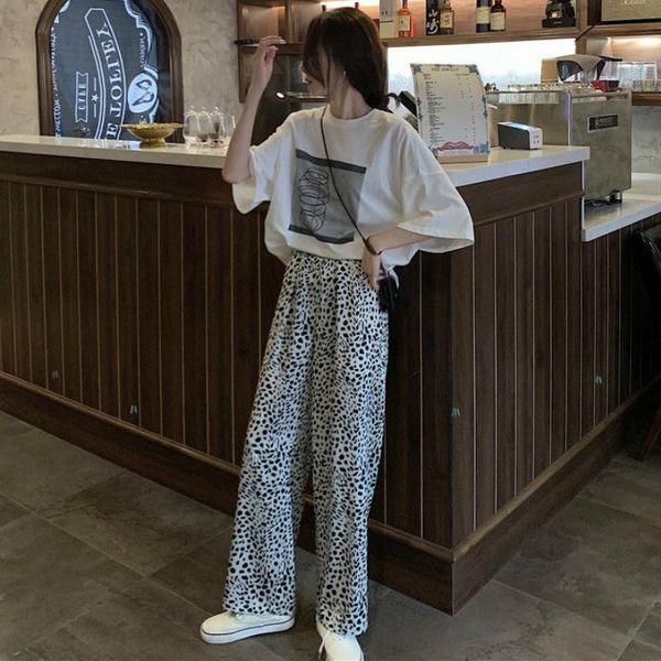 women's two piece pants women sets short sleeve o-neck printing t-shirts leopard wide leg elastic waist loose casual outfits, White
women's two piece pants women sets short sleeve o-neck printing t-shirts leopard wide leg elastic waist loose casual outfits, White