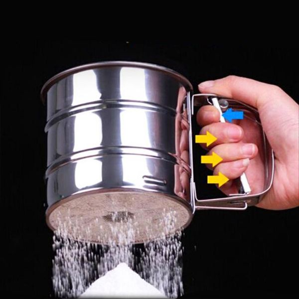 stainless steel handheld flour sieve powder household semi automatic hand screened sugar mesh baking accessories & pastry tools
stainless steel handheld flour sieve powder household semi automatic hand screened sugar mesh baking accessories & pastry tools