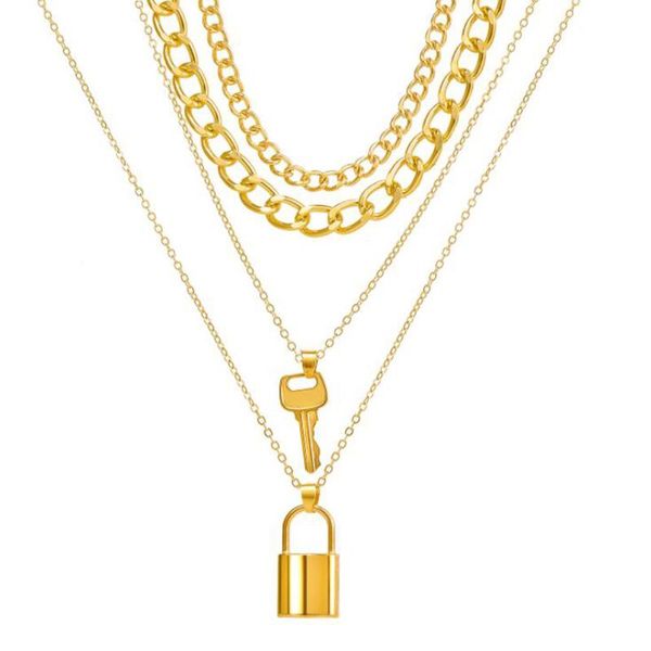 pendant necklaces punk multilayer gold silver color chain key lock for women fashion goth jewelry party collier long necklace
pendant necklaces punk multilayer gold silver color chain key lock for women fashion goth jewelry party collier long necklace