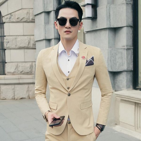 fashion men's casual suit bridegroom wedding dress three piece set of korean suits & blazers, White;black
fashion men's casual suit bridegroom wedding dress three piece set of korean suits & blazers, White;black