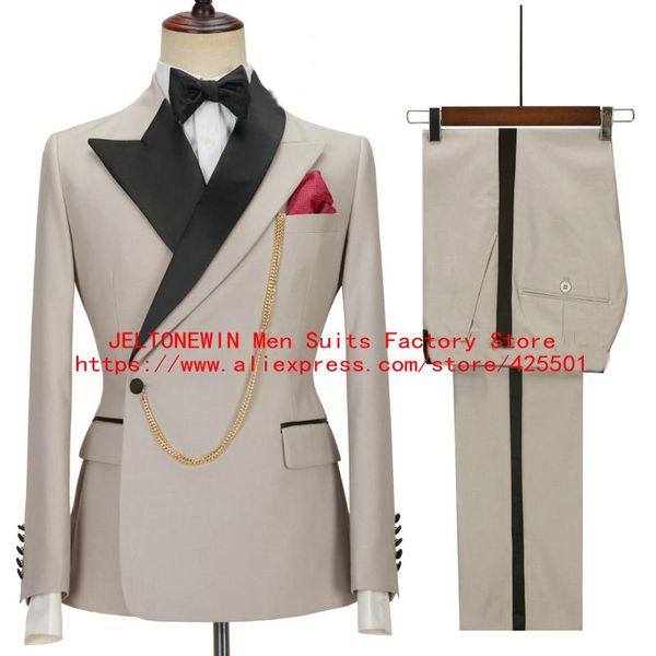 men's suits & blazers handsome design beige men double breasted for wedding slim fit groom tuxedos 2 pieces prom party jacket with pant, White;black
men's suits & blazers handsome design beige men double breasted for wedding slim fit groom tuxedos 2 pieces prom party jacket with pant, White;black