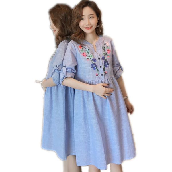 summer maternity dresses for pregnant clothes for women fashion flower embroidery v neck losse casual plus size pregnancy dress, White
summer maternity dresses for pregnant clothes for women fashion flower embroidery v neck losse casual plus size pregnancy dress, White