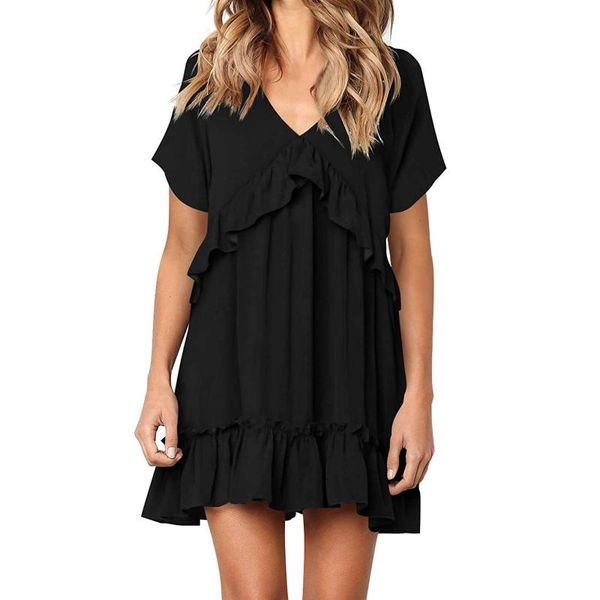 women's swimwear summer dress wonen plus size women loose casual short sleeve print v neck a line mini beach, White;black
women's swimwear summer dress wonen plus size women loose casual short sleeve print v neck a line mini beach, White;black