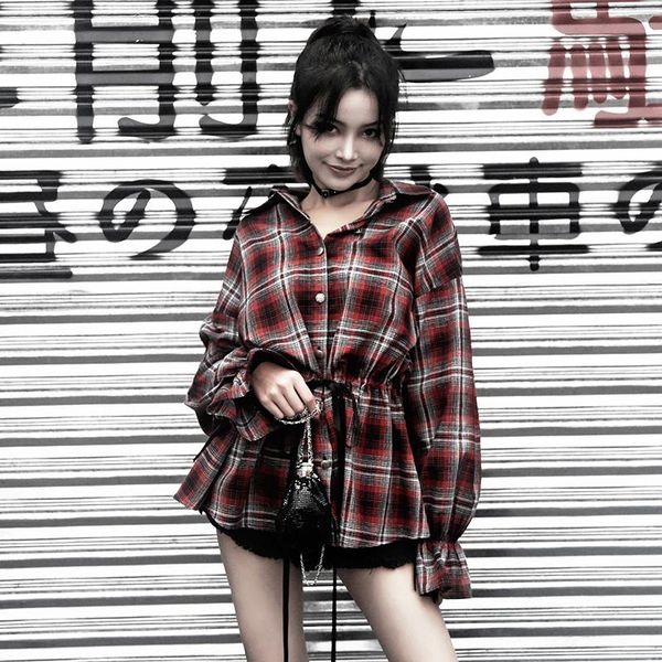 women's blouses & shirts ruibbit summer autumn preppy style harajuku loose plaid shirt fashion casual long sleeve punk blouse, White
women's blouses & shirts ruibbit summer autumn preppy style harajuku loose plaid shirt fashion casual long sleeve punk blouse, White