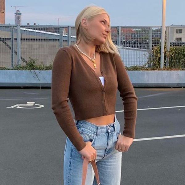 women's sweaters heyoungirl solid brown knitted crop cardigan women casual button up long sleeve thin sweater ladies fashion autumn kni, White;black
women's sweaters heyoungirl solid brown knitted crop cardigan women casual button up long sleeve thin sweater ladies fashion autumn kni, White;black