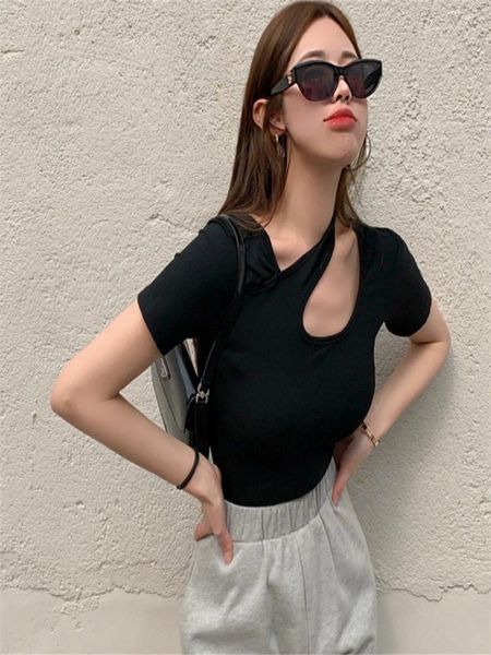 women's t-shirt design sense of short sleeve summer tight black base shirt inside clavicle girl, White
women's t-shirt design sense of short sleeve summer tight black base shirt inside clavicle girl, White