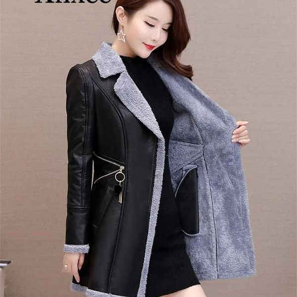 women leather windbreaker plus velvet thick pu cotton coat long suit collar large size fashion warm jacket 211215, Black
women leather windbreaker plus velvet thick pu cotton coat long suit collar large size fashion warm jacket 211215, Black