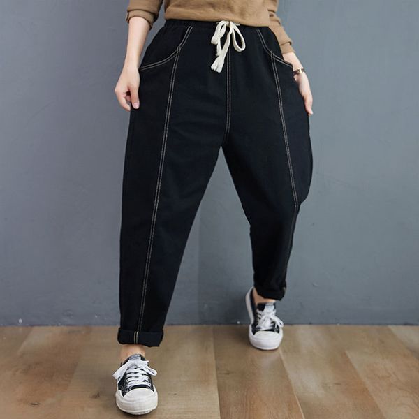 women's jumpsuits & rompers arrival spring autumn women elastic waist loose black pants plus size 100% cotton casual harem femme trouse, Black;white
women's jumpsuits & rompers arrival spring autumn women elastic waist loose black pants plus size 100% cotton casual harem femme trouse, Black;white