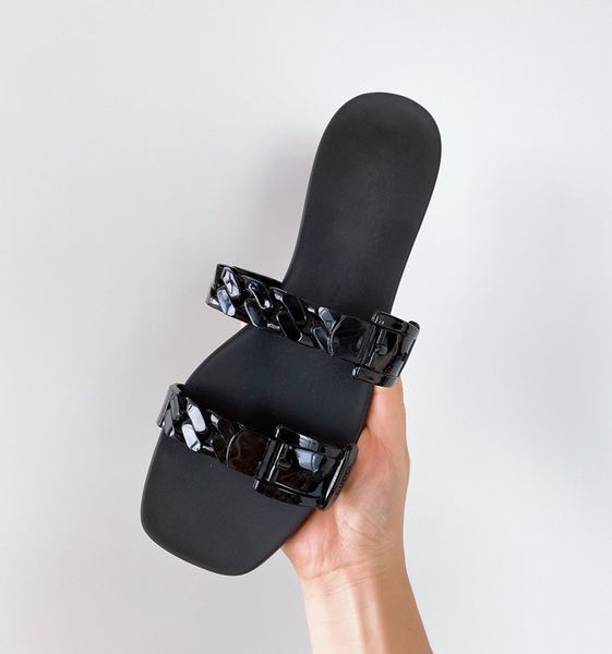 slipper 2021 summer new double chain flip flop pvc plastic beach jelly shoes casual flat bottom waterproof sandalszly, Black
slipper 2021 summer new double chain flip flop pvc plastic beach jelly shoes casual flat bottom waterproof sandalszly, Black