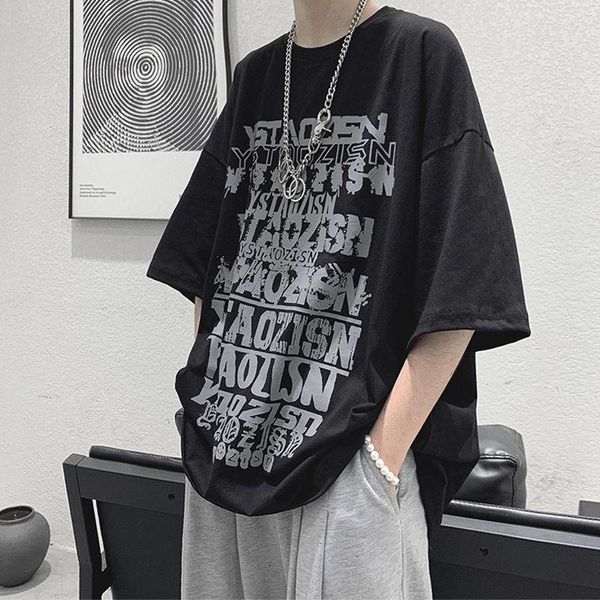 men's t-shirts cotton 2021 summer letter printed t-shirt loose half sleeve men clothing anime t shirt clothes, White;black
men's t-shirts cotton 2021 summer letter printed t-shirt loose half sleeve men clothing anime t shirt clothes, White;black