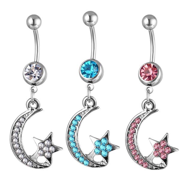 d0133 star and moon belly navel button ring mix colors, Silver
d0133 star and moon belly navel button ring mix colors, Silver