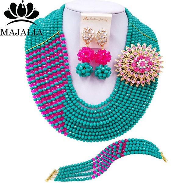 earrings & necklace majalia fashion classic nigeria wedding african beads jewelry set teal green crystal bridal sets 10cz0017, Silver
earrings & necklace majalia fashion classic nigeria wedding african beads jewelry set teal green crystal bridal sets 10cz0017, Silver
