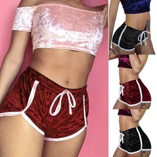 women velvet drawstring shorts plus size casual high waist 2021 skinny booty sportwear feminino women's, White;black
women velvet drawstring shorts plus size casual high waist 2021 skinny booty sportwear feminino women's, White;black