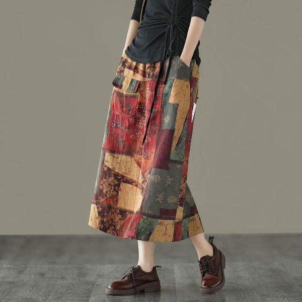 skirts spring arts style women elastic waist loose long skirt pockets design vintage print cotton linen skirts femme v172 ugpu, Black
skirts spring arts style women elastic waist loose long skirt pockets design vintage print cotton linen skirts femme v172 ugpu, Black