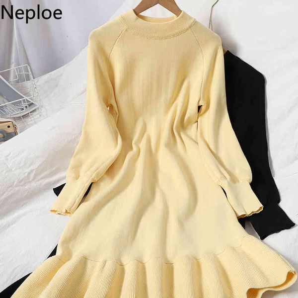 neploe midi dress for women temperament robe sweet ruffles slim knitted dresses high waist o-neck long sleeve vestidos female 210422, Black;gray
neploe midi dress for women temperament robe sweet ruffles slim knitted dresses high waist o-neck long sleeve vestidos female 210422, Black;gray