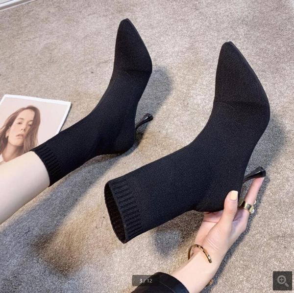 the 2021 sock boots knitting stretch high heels for women fashion shoes spring autumn ankle booties female, Black
the 2021 sock boots knitting stretch high heels for women fashion shoes spring autumn ankle booties female, Black