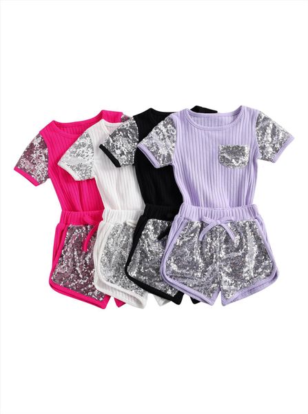 summer kids baby girls two piece set sequins thick short sleeve shirt shorts suit clothes, White
summer kids baby girls two piece set sequins thick short sleeve shirt shorts suit clothes, White