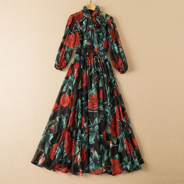 street style dresses 2022 spring summer stand collar lantern sleeve print fashion milan runway dress designer brand same style women's, Black;pink
street style dresses 2022 spring summer stand collar lantern sleeve print fashion milan runway dress designer brand same style women's, Black;pink