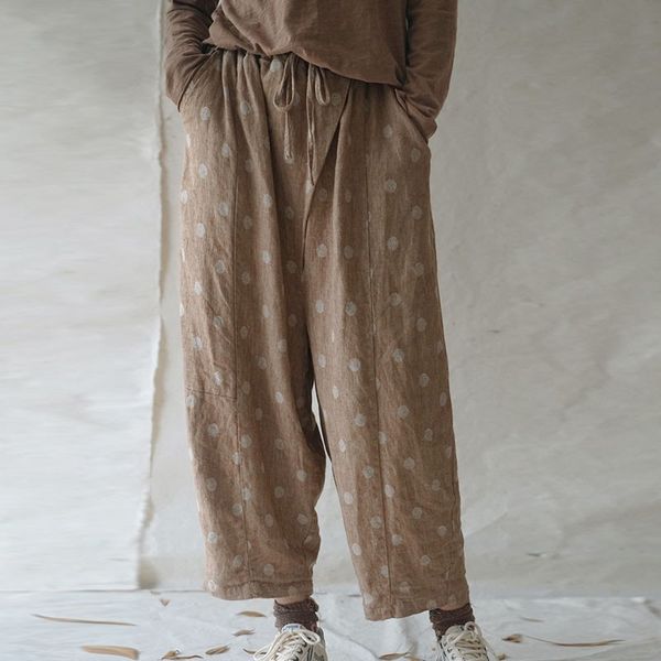 johnature autumn winter women retro dot elastic waist ankle-length wide leg pants loose leisure all-match lace up pants 210521, White;black
johnature autumn winter women retro dot elastic waist ankle-length wide leg pants loose leisure all-match lace up pants 210521, White;black