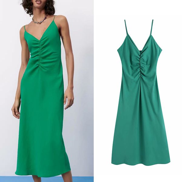 za summer women folds camisole dress a-line deep v-neck dresses lady party vestido elegant girls backless causal outfits 210422, Black;gray
za summer women folds camisole dress a-line deep v-neck dresses lady party vestido elegant girls backless causal outfits 210422, Black;gray