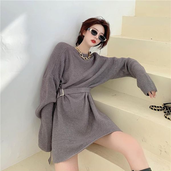women's sweaters womens winter loose black sashes long pullovers casual england style white women clothes 2021 korean fashion, White;black
women's sweaters womens winter loose black sashes long pullovers casual england style white women clothes 2021 korean fashion, White;black