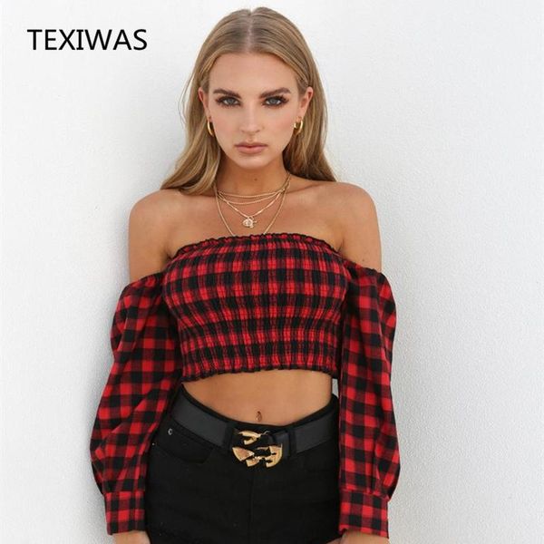 women's blouses & shirts texiwas women blouse shirt plaid wrapped chest off shoulder pullover streetwear long sleeve slim spring, White
women's blouses & shirts texiwas women blouse shirt plaid wrapped chest off shoulder pullover streetwear long sleeve slim spring, White