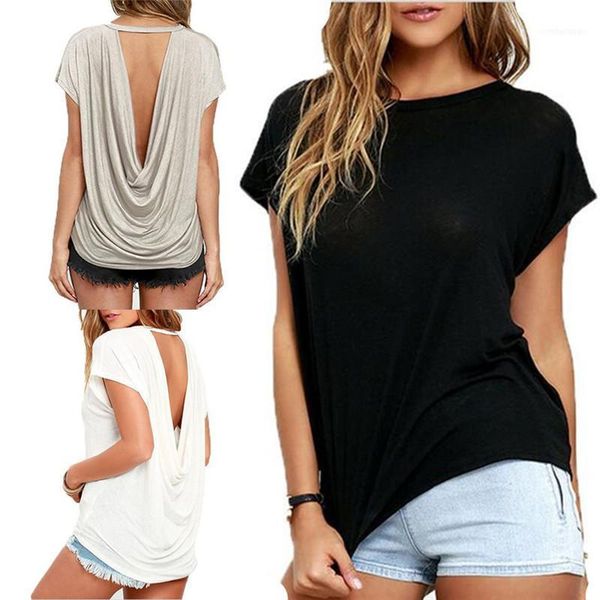 women's t-shirt design casual backless o-neck tees open back short sleeve t shirt women clothing summer style1, White
women's t-shirt design casual backless o-neck tees open back short sleeve t shirt women clothing summer style1, White