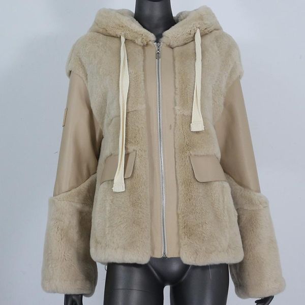women's fur & faux 2021 winter jacket women real coat natural rex genuine leather hooded outerwear streetwear thick warm fashion, Black
women's fur & faux 2021 winter jacket women real coat natural rex genuine leather hooded outerwear streetwear thick warm fashion, Black