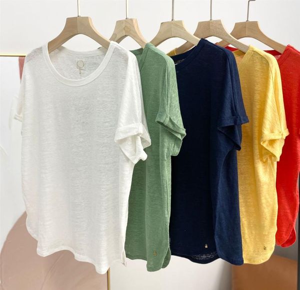 women's t-shirt elegant and simple linen round neck short-sleeved women, White
women's t-shirt elegant and simple linen round neck short-sleeved women, White