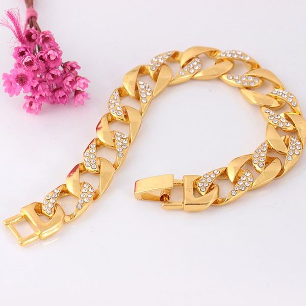 link, chain magnanimous luxurious bracelets bangles doesn't fade gold color for men women mujer jewelry, Black
link, chain magnanimous luxurious bracelets bangles doesn't fade gold color for men women mujer jewelry, Black