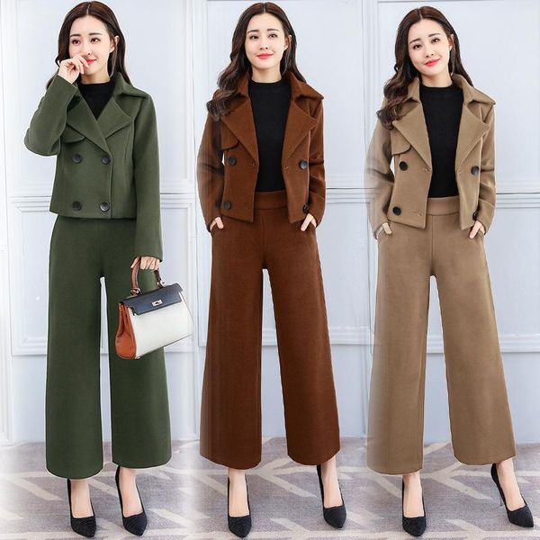 autumn/winter women's sets woolen jacket+pants suits jacket ladies wide leg pants leisure two-piece two piece, White
autumn/winter women's sets woolen jacket+pants suits jacket ladies wide leg pants leisure two-piece two piece, White